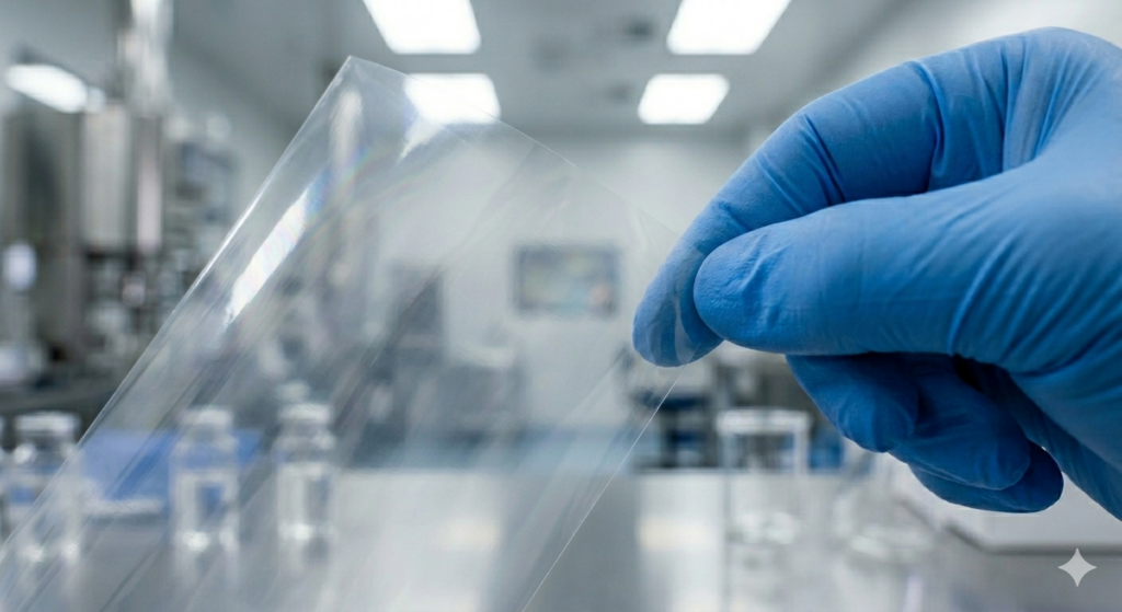 Controle de qualidade avaliando a pureza e segurança de embalagens para produtos intermediários